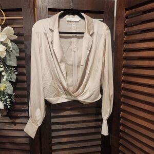 Astr Cream Drape Front Blouse